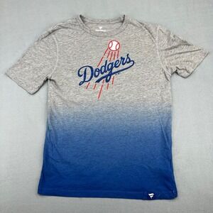 Los Angeles Dodgers Mens Medium Grey Blue Ombre Dip Dye T-Shirt Fanatics MLB